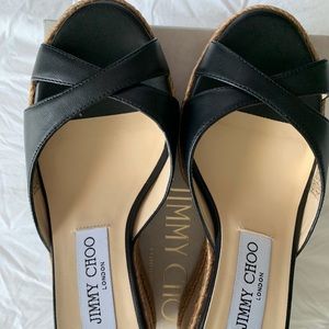 Black Jimmy Choo wedge sandals
